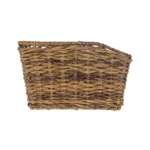 Cesto BRN Vintage anteriore rettangolare marrone intrecciato con corda in Eco-Rattan, base e struttura in acciaio. Le sue dimensioni sono 41 x 32 x 18 cm (piastre in dotazione).