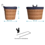 Cesto BRN anteriore in plastica con fodera. Le sue dimensioni sono 35 x 26.5 x 25 cm.
