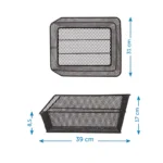 Cesto BRN posteriore nero in acciaio e retina con dimensioni 39 x 31 x 17 cm.