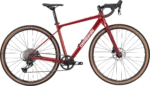 Vista laterale della bicicletta Lombardo Maranello, evidenziando il telaio grigio elegante, le ruote con copertoni marroni e i componenti di alta qualità, progettata per il gravel riding.